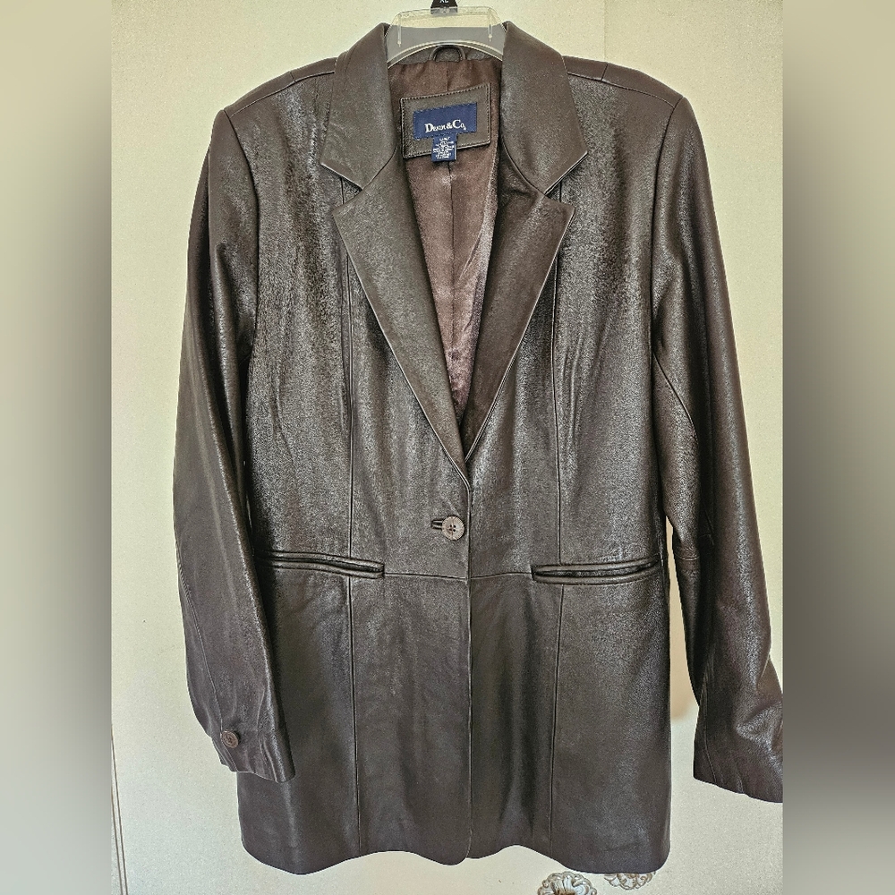 Denim&Co Women's Dark Brown Leather Blazer Jacket